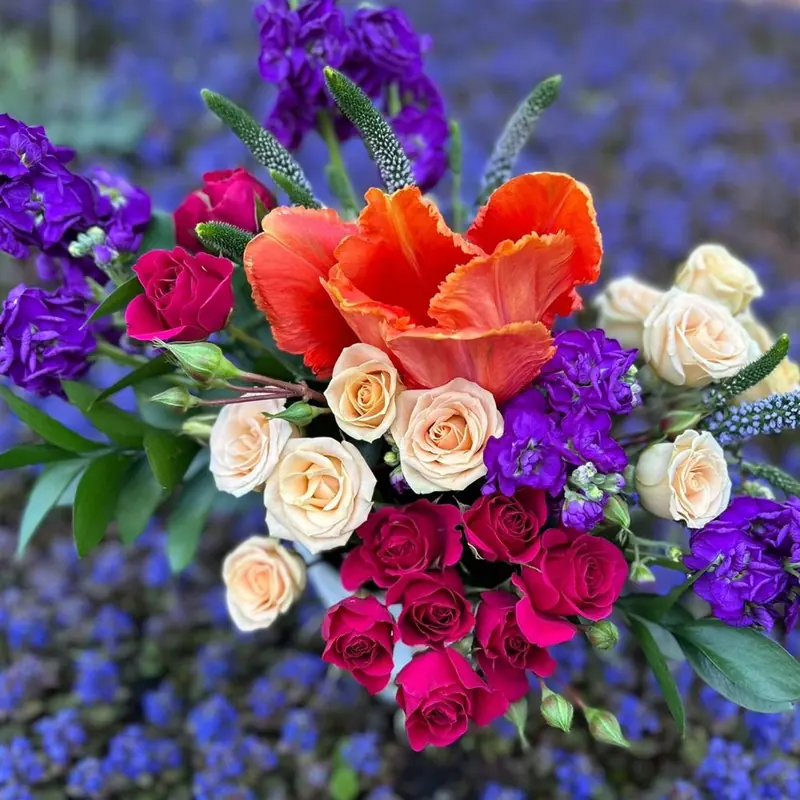 Purple and lavender seasonal bouquet by Vintage Blooms KC